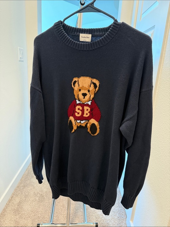 Aritzia Sweaters - Aritzia Navy Crewneck Sweater with Teddy Patch